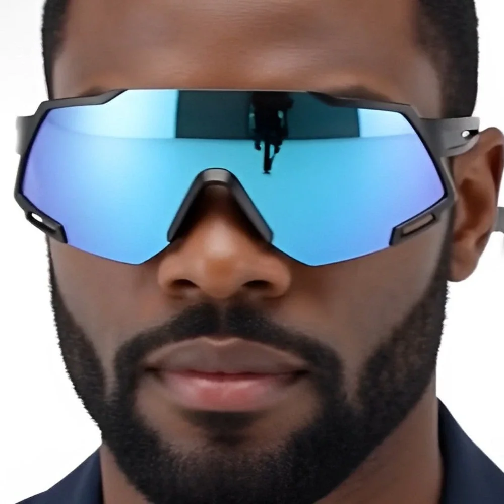 Sport Men Sunglasses Blue Mirrored Lens Cycling Running Glasses Light Weight New